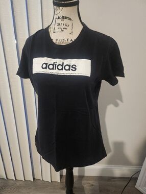 adidas Black Short-Sleeve Logo Tee